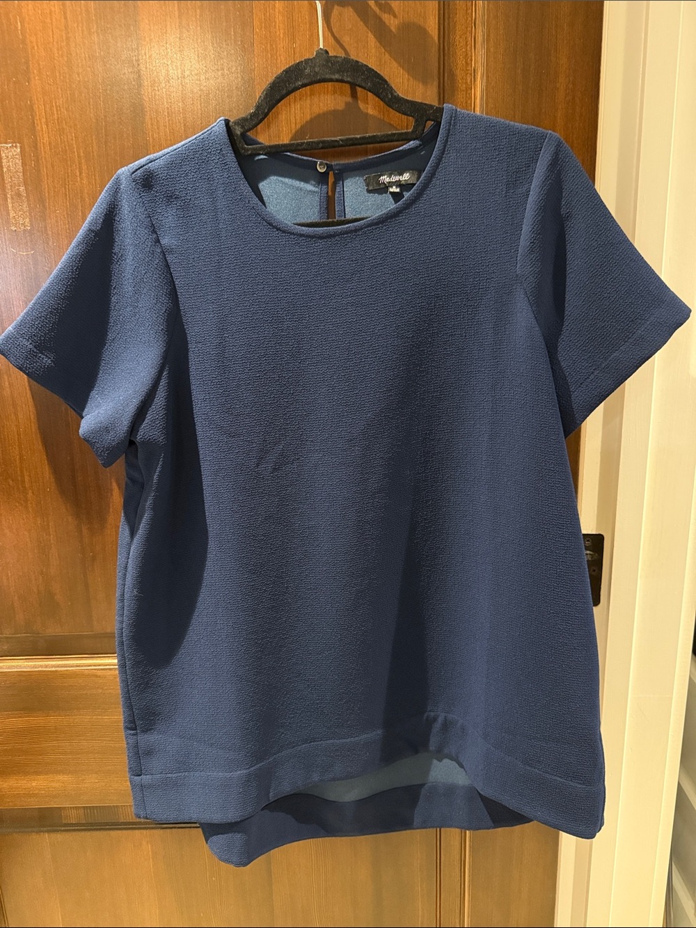 Madewell Women's Navy Short-Sleeve Round-Neck Top